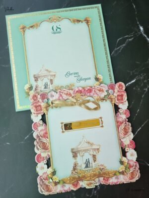 Unique Concept Semi Box Dulah Dulhan Themed Flower Themed Hindu Wedding Muslim Wedding Christian Wedding Sikh Wedding MDF Board Laser Cut Laser Cut Wedding invitation Cards - MXB-112