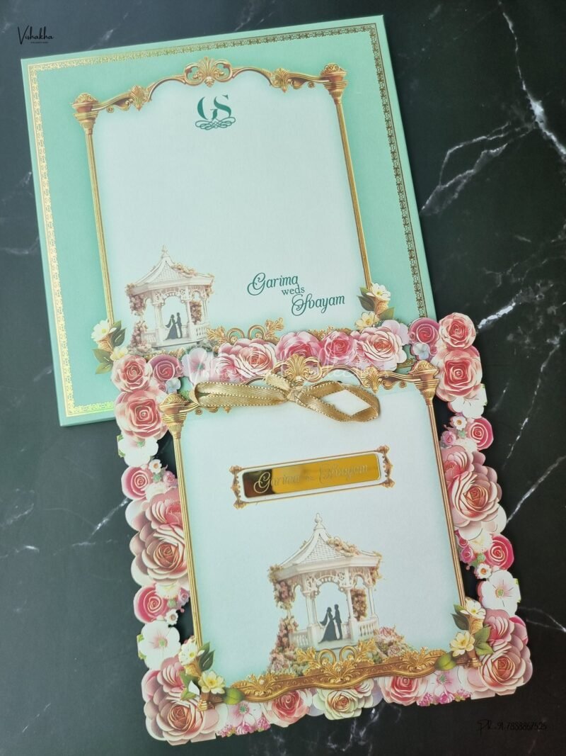 Unique Concept Semi Box Dulah Dulhan Themed Flower Themed Hindu Wedding Muslim Wedding Christian Wedding Sikh Wedding MDF Board Laser Cut Laser Cut Wedding invitation Cards - MXB-112