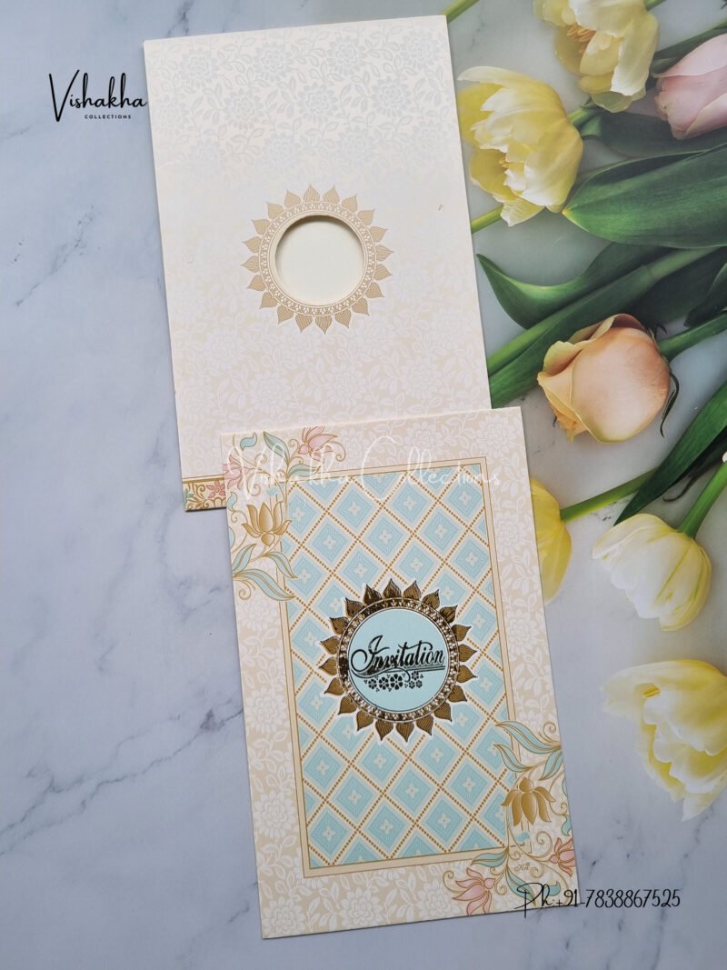 Cream Colour Floral Pattern Shaadi card