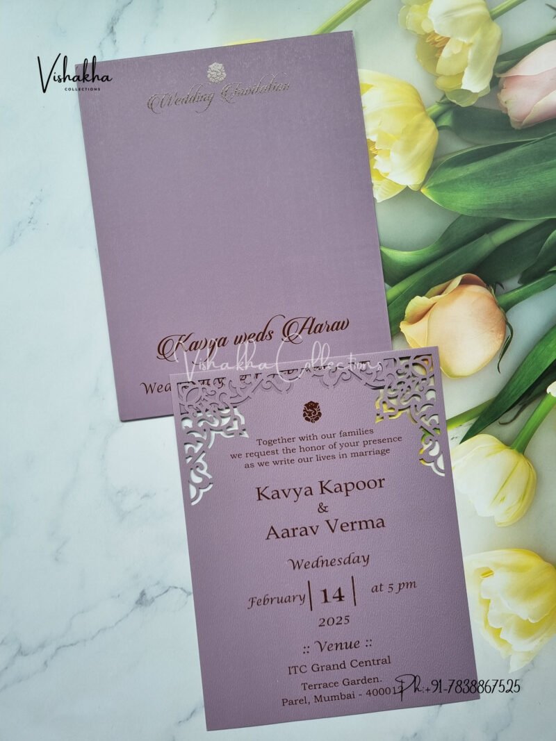 Dark Liliac Purple Single Insert Laser Cut Hindu Muslim Sikh Christian