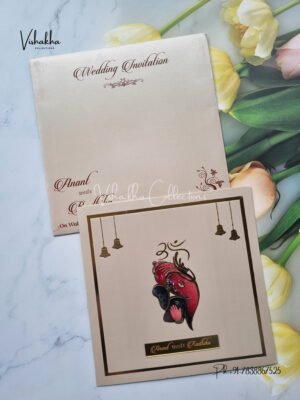 Elegant Shiny Grey With Center Ganesh Face and Gold border Exclusive Hindu