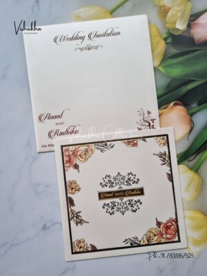 Elegant Shiny White With Unique Floral pattern and Gold border Exclusive Hindu Muslim Sikh Christian