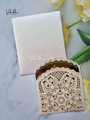 Exclusive Shiny White Small Size Gold Acrylic with Laser Cut Pocket Friends