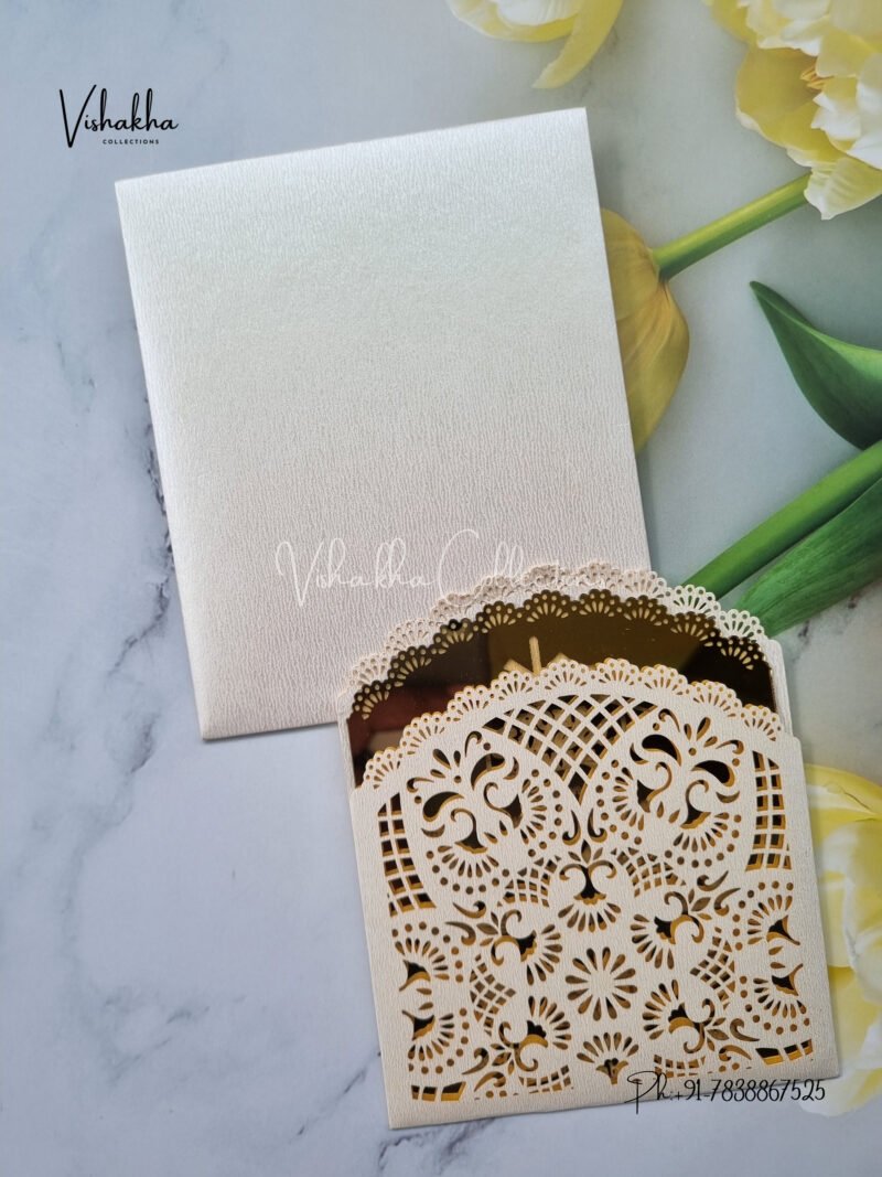 Exclusive Shiny White Small Size Gold Acrylic with Laser Cut Pocket Friends