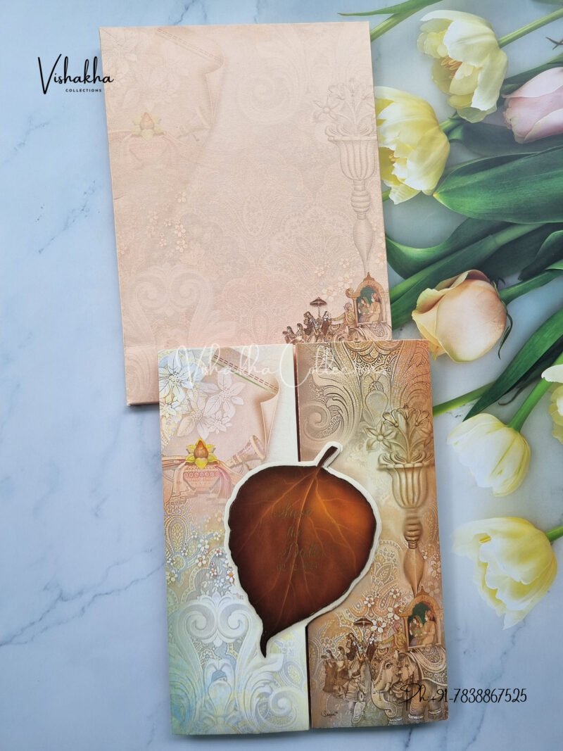 Paan Patta Save the Date Double Door Indian Bride and Groom Wedding Invitation Card