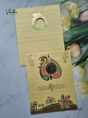 Paan Patta with Ganesh Beige Cream Shadi Card