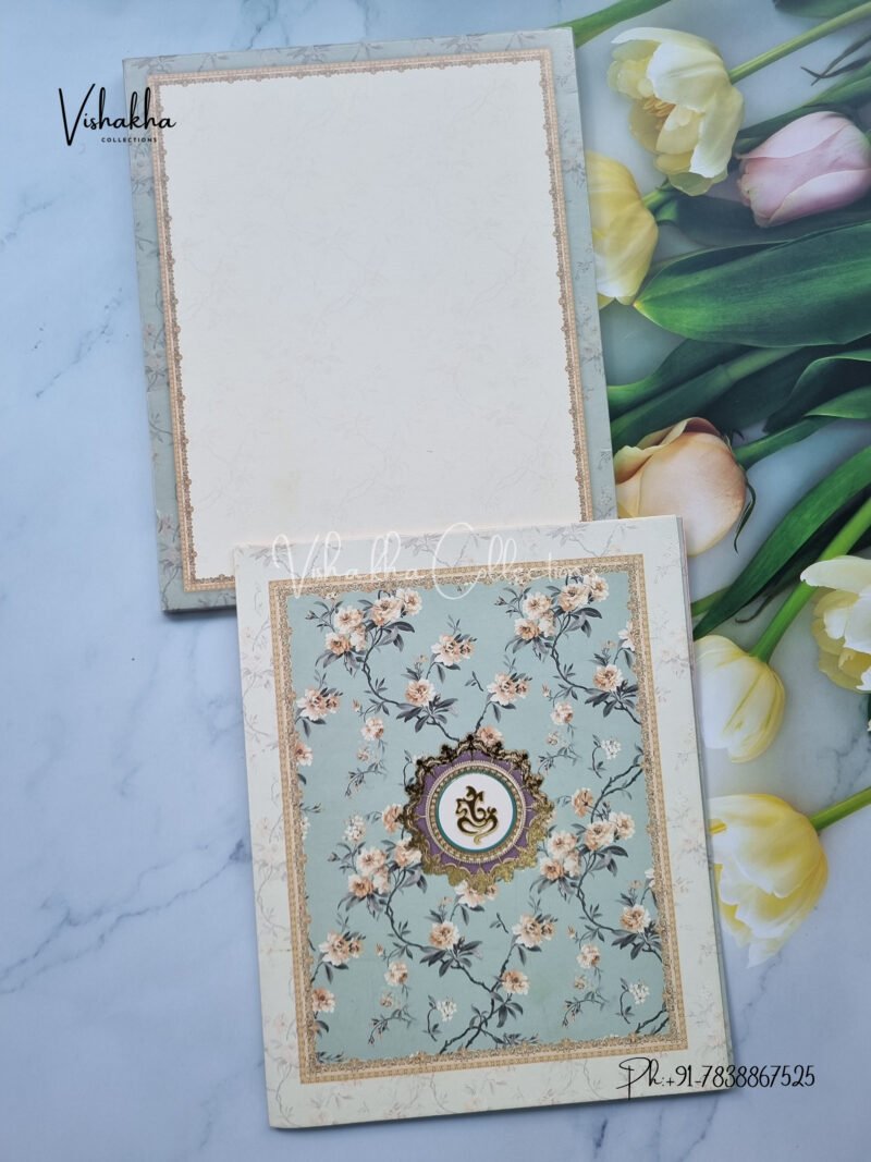 Pastel Bluish Green Floral invitation card