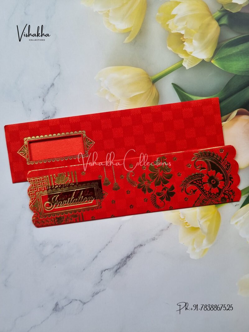 Red Piano style paper Scroll Shadi card