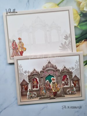 Sky Blue and grey Laser cut Hardboard Shadi Card