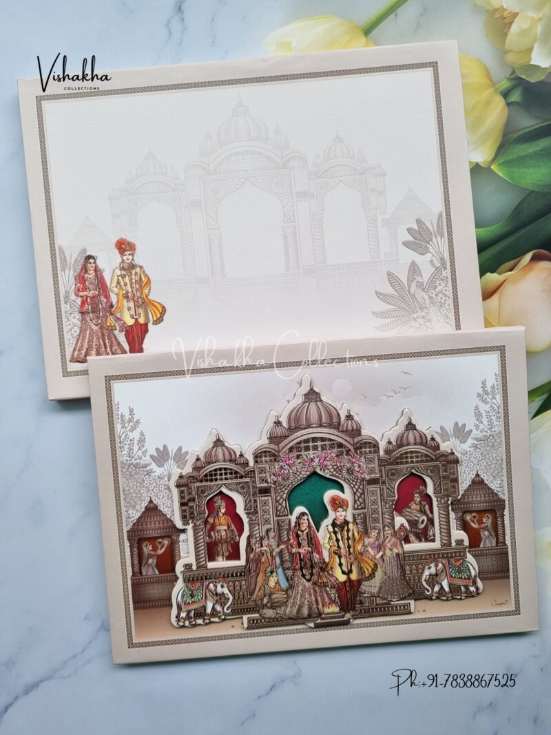 Sky Blue and grey Laser cut Hardboard Shadi Card