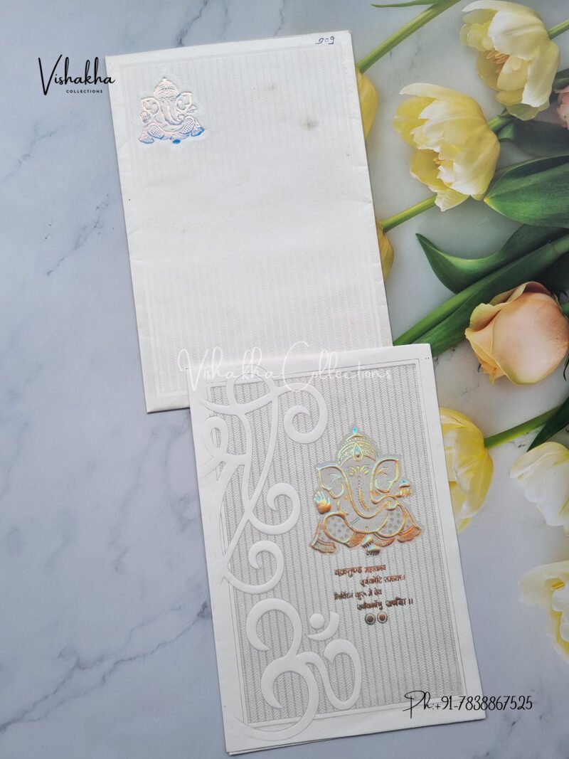 White and Silver Ganesh Invitation card