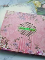 Side-Angle-Of-Blue-and-pink-flower-with-morrocan-pattern-and-acrylic-name-plate-box-style-unique-wedding-card-1.jpg