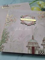 Side-Angle-Of-Light-Pink-Floral-padded-MDF-cut-out-with-name-plate-Wedding-Invitation-Card-SK-3406-1.jpg Light Pink Floral Padded MDF cut Wedding Invitation Card