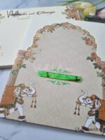 Side-Angle-Of-Pale-yellow-traditional-elephant-padded-with-name-plate-Wedding-Invitation-Card-SK-3385-1.jpg