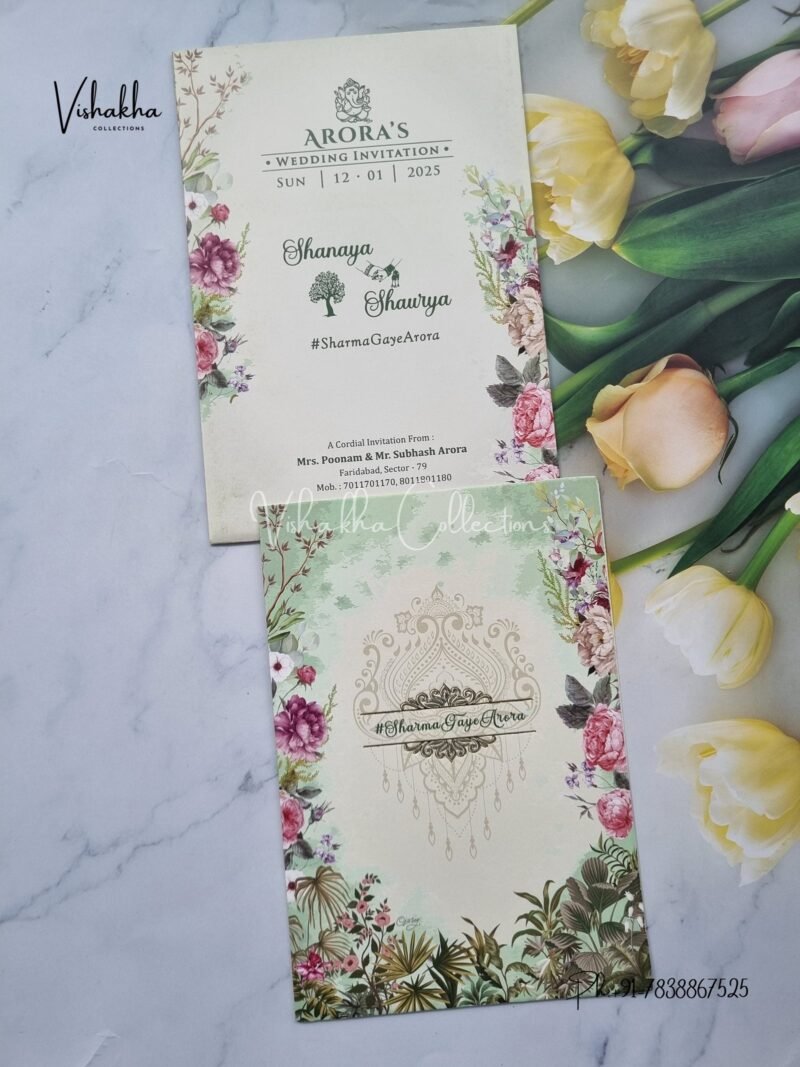 Flower Hindu Muslim Christian Sikh invitation Cards ATS-9128