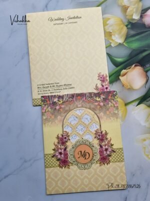 Flower Hindu Muslim Christian Sikh invitation Cards EJ-4173