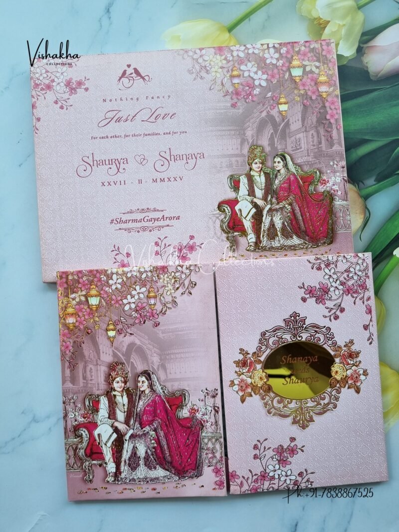 Semi Box Dulah Dulhan Double Door Hindu Padded invitation Cards ATS-P141
