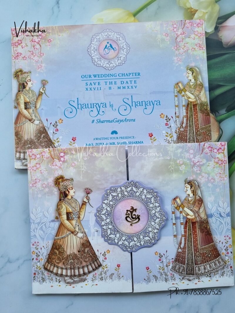 Semi Box Dulah Dulhan Double Door Hindu Padded invitation Cards ATS-P144
