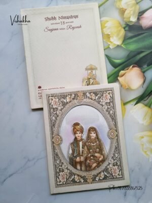 Semi Box Dulah Dulhan Hindu Padded Cardboard Laser Cut invitation Cards EJ-4046