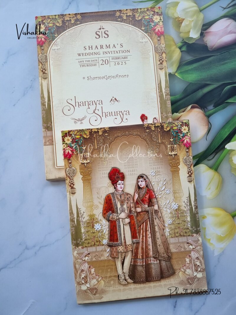 Semi Box Dulah Dulhan Hindu invitation Cards ATS-5113