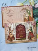 Front-Photo-of-Semi-Box-Dulah-Dulhan-Themed-Flower-Themed-Hindu-Wedding-Padded-Wedding-invitation-Cards-CR-1014-1.jpg