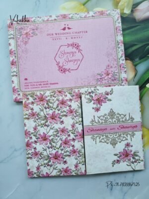 Semi Box Flower Hindu Muslim Christian Sikh Padded invitation Cards ATS-P142
