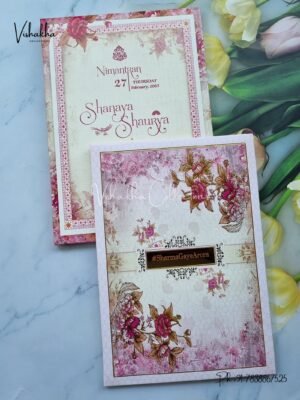 Semi Box Flower Hindu Muslim Christian Sikh Padded invitation Cards ATS-P150
