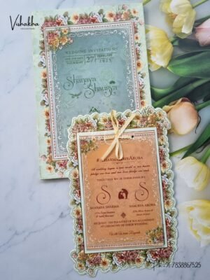 Semi Box Flower Hindu Muslim Christian Sikh invitation Cards ATS-L4112