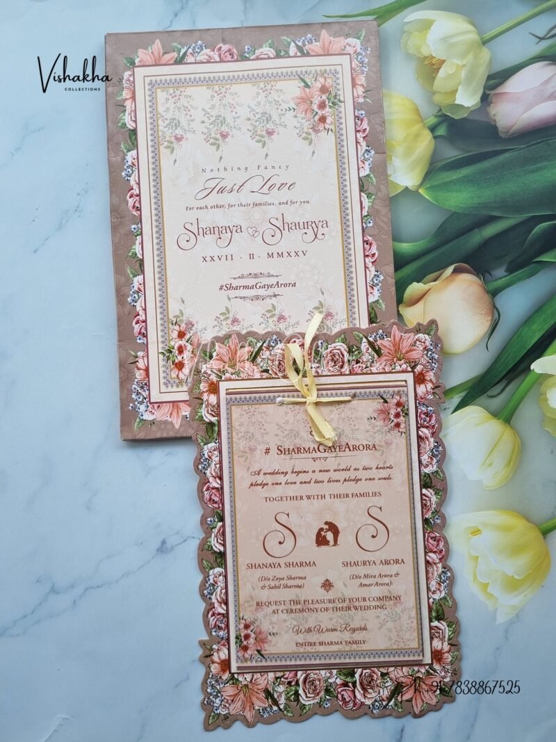 Semi Box Flower Hindu Muslim Christian Sikh invitation Cards ATS-L4113