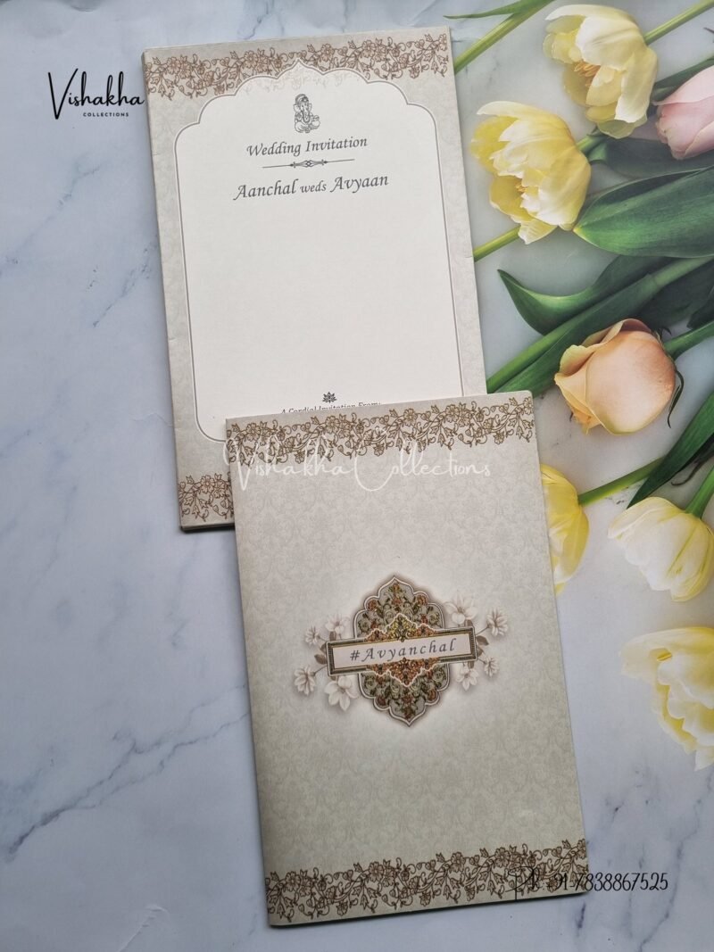 Semi Box Flower Hindu Muslim Christian Sikh invitation Cards EJ-4064