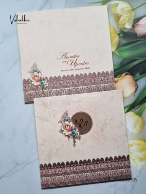 Semi Box Flower Themed Hindu Wedding Muslim Wedding Christian Wedding Sikh Wedding invitation Cards - LN-749
