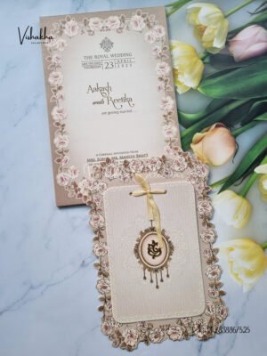 Semi Box Flower Themed Hindu Wedding invitation Cards - CR-6001