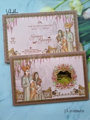 Semi Box Hathi Dulah Dulhan Hindu Padded invitation Cards ATS-P139