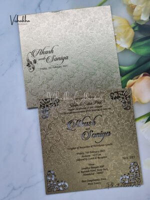 Semi Box Hindu Wedding Muslim Wedding Christian Wedding Sikh Wedding MDF Board Laser Cut Laser Cut Wedding invitation Cards - LN-587