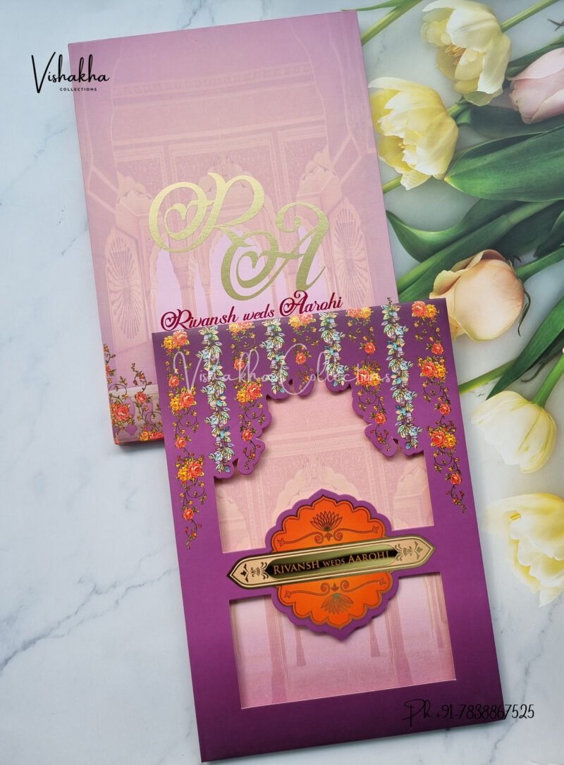 Unique Concept Semi Box Flower Themed Hindu Wedding Muslim Wedding Christian Wedding Sikh Wedding Padded Wedding Laser Cut Wedding Exclusive Wedding Boxes Unique Color Wedding invitation Cards - LN-703