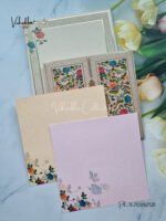 Full View of Semi Box Flower Themed Double Door Padded Laser Cut Exclusive Wedding Boxes invitation Cards - LN-657