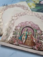 Side Angle Of Unique Concept Semi Box Flower Themed Padded MDF Board Laser Cut Wedding invitation Cards - LN-769