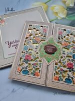 Side Angle of Semi Box Flower Themed Double Door Padded Laser Cut Exclusive Wedding Boxes invitation Cards - LN-657