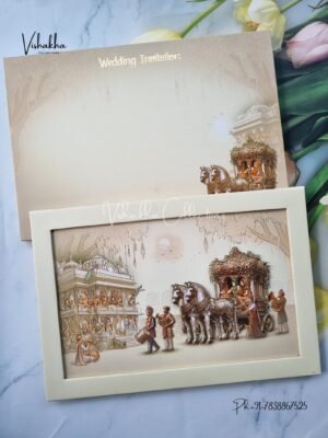 Barat Dulah Dulhan Hindu Sikh Padded MDF Board Laser Cut invitation Cards EX-704