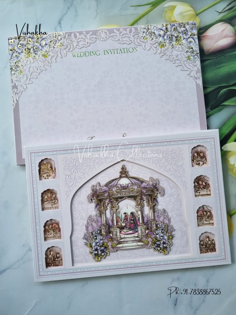 Barat Dulah Dulhan Hindu Sikh Padded MDF Board Laser Cut invitation Cards EX-705