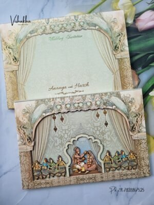 Barat Dulah Dulhan Hindu Sikh Padded MDF Board Laser Cut invitation Cards EX-707