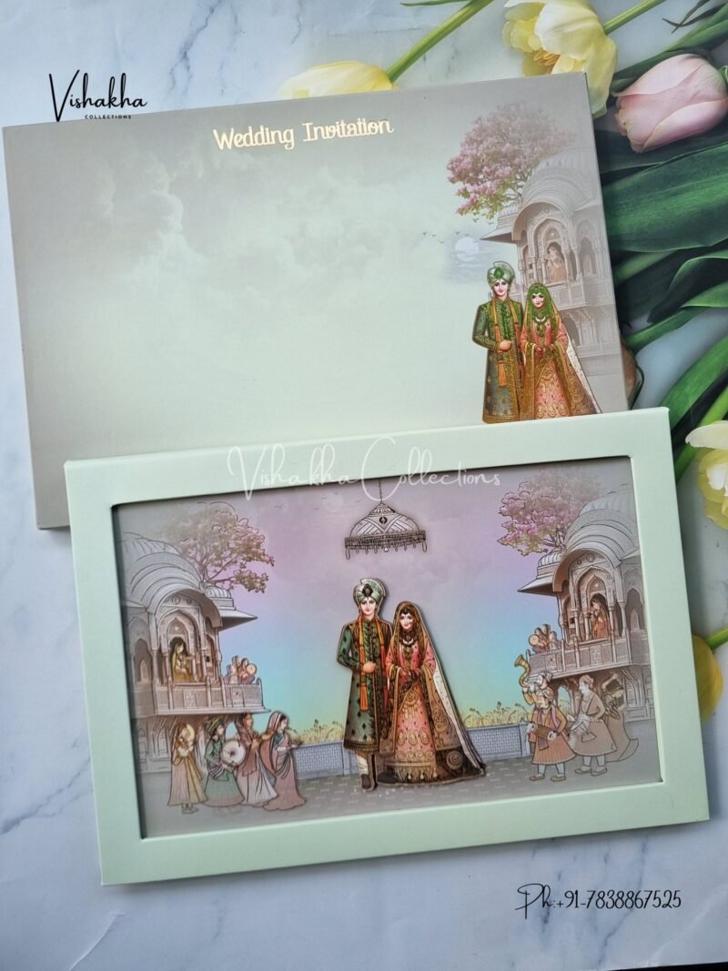 Barat Hathi Dulah Dulhan Hindu Sikh Padded MDF Board Laser Cut invitation Cards EX-703