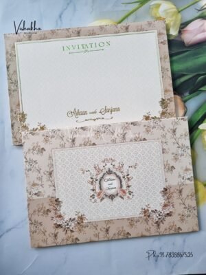 Flower Hindu Muslim Christian Jain Sikh Padded invitation Cards WD-9045