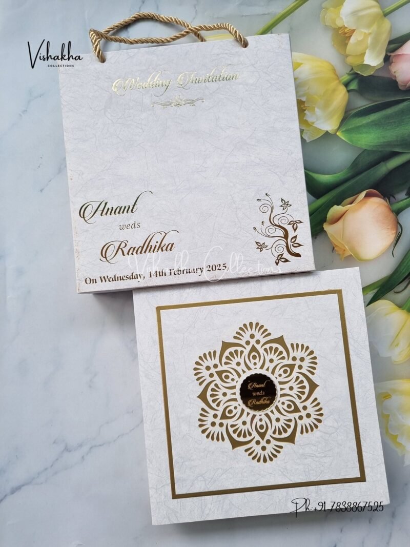 White Color Unique Exclusive Boxed Wedding Invitation Cards