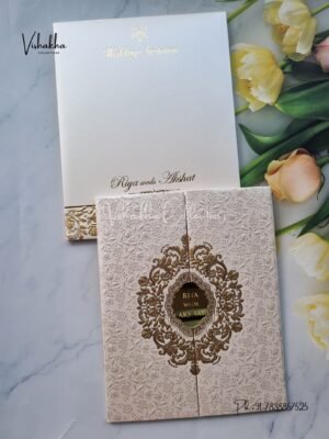 Semi Box Double Door Hindu Muslim Christian Jain Sikh Padded invitation Cards WD-9016