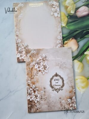 Semi Box Flower Hindu Muslim Christian Jain Sikh Padded invitation Cards WD-9048