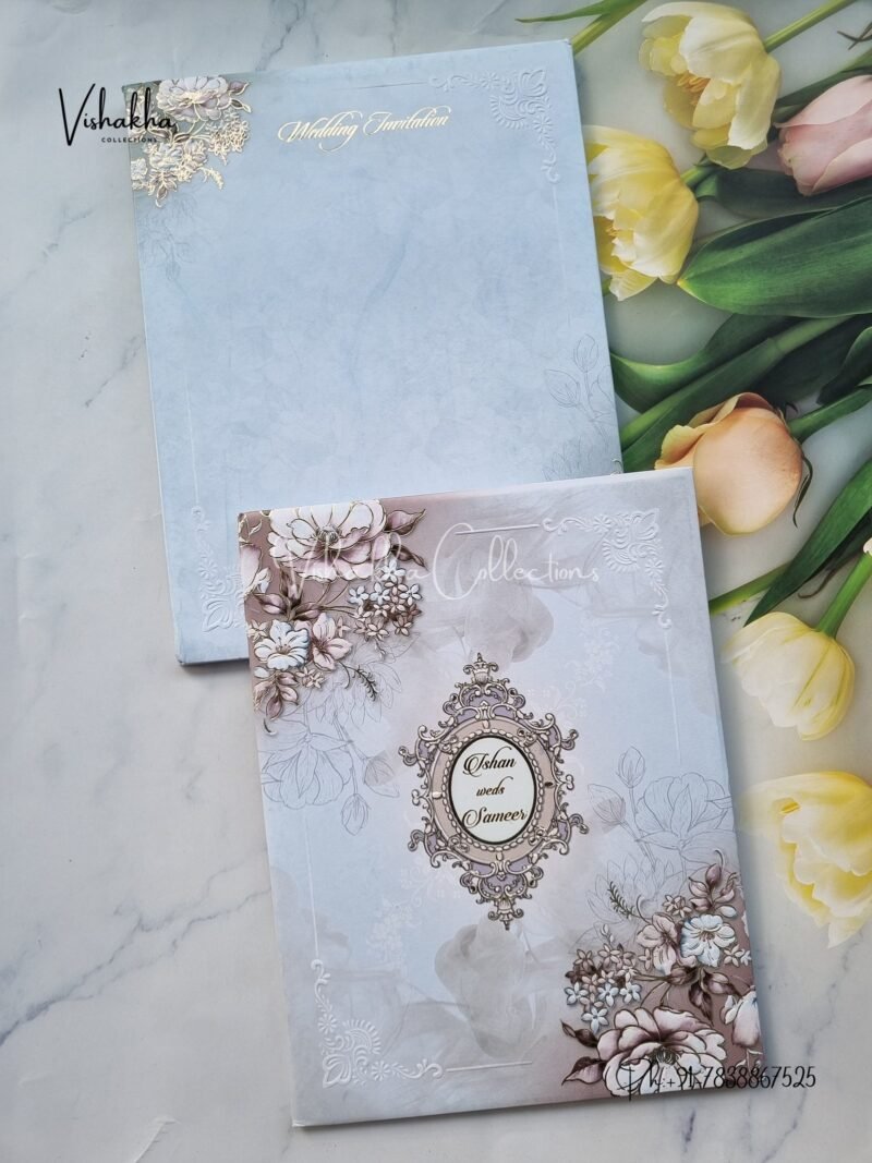 Semi Box Flower Hindu Muslim Christian Jain Sikh Padded invitation Cards WD-9063