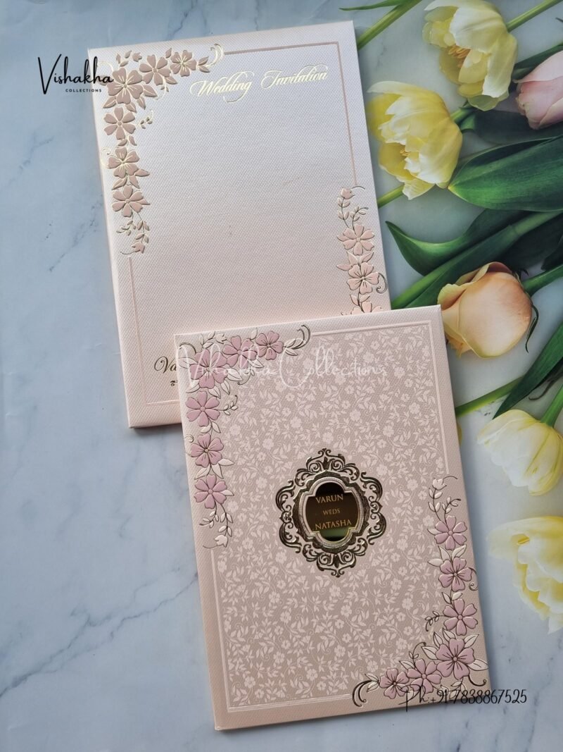 Semi Box Hindu Muslim Christian Jain Sikh Padded Colored invitation Cards WD-9030