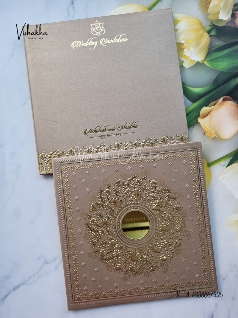 Semi Box Hindu Muslim Christian Jain Sikh Padded invitation Cards WD-9009