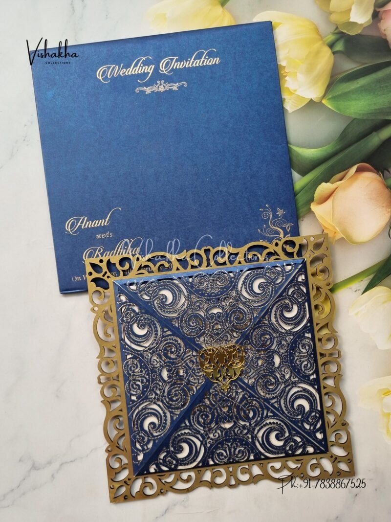 Blue MDF Board Laser Cut Laser Cut invitation Cards SN-2818